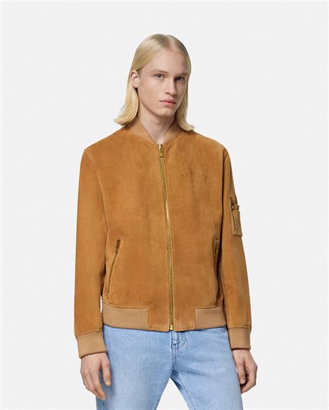 versace lederjacke h&m|Versace suede bomber jacket.